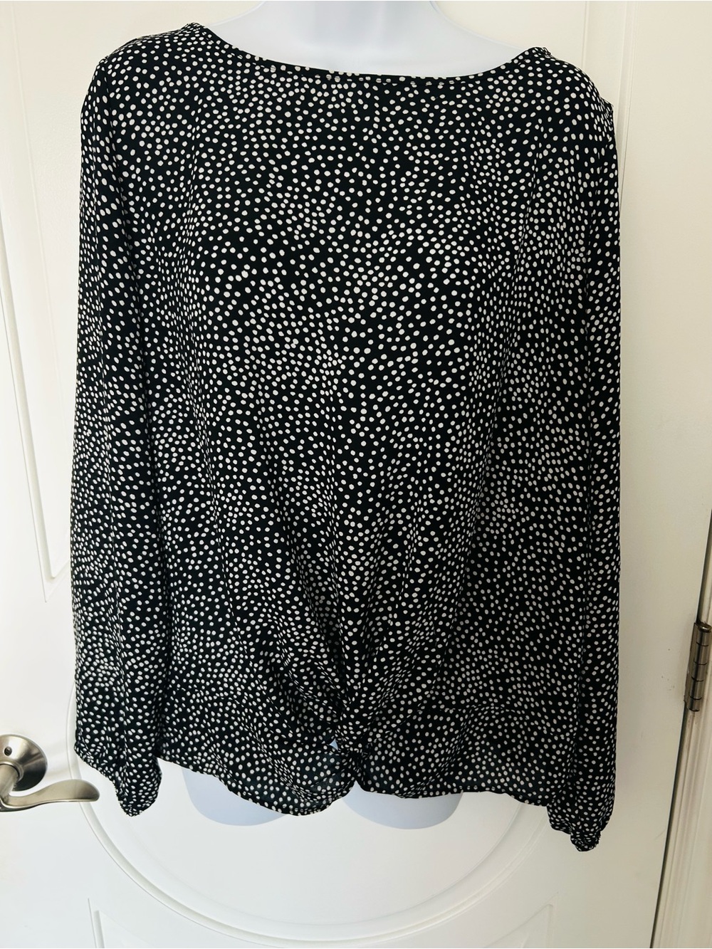 LOFT Black and White Polka Dot Midi Top